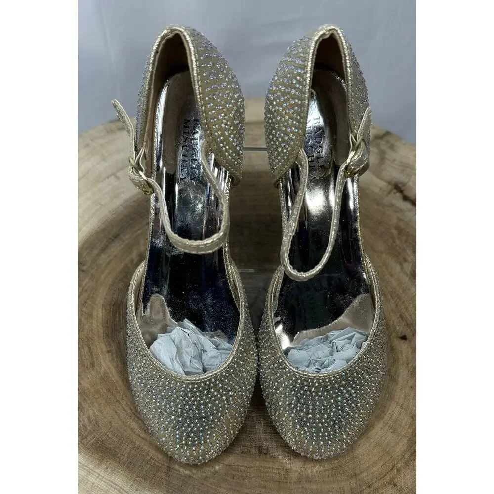 New Gold Rhinestone Shoes - Badgley Mischka (Size 4 )